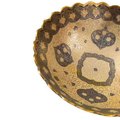 Kshitij Kala Thaal – Horizon-Hued Brass Platter with Ornate Grey Detailing (Deep Bowl) – Brass | Diwali Gifting | Home Decor | Housewarming Gift | Corporate Gifting