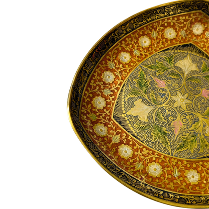 Rang Leela Thaal – Colour-Accented Brass Platter with Flower Motifs – Brass | Diwali Gifting | Home Decor | Housewarming Gift | Corporate Gifting