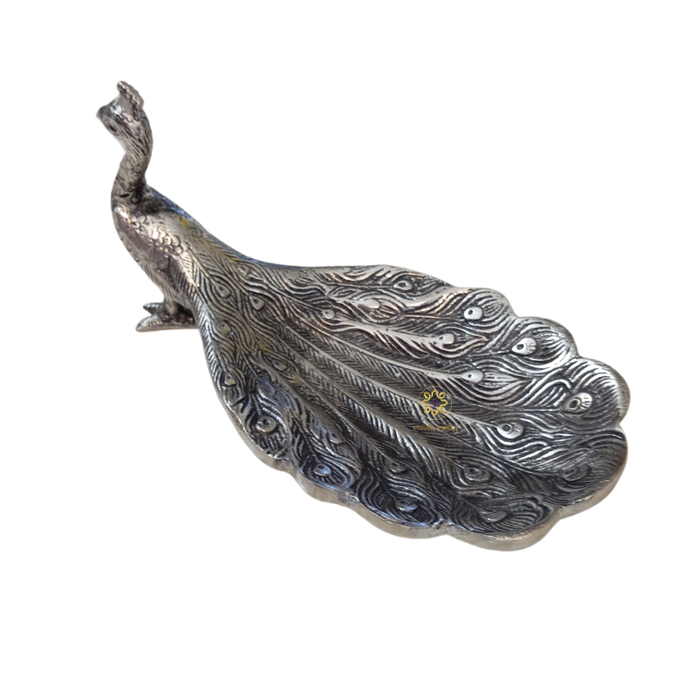 Raj Mor Platter – Antique Finish Metal Peacock Platter – Diwali Gifting | Home Decor | Housewarming Gift | Wedding Gift | Corporate Gifting