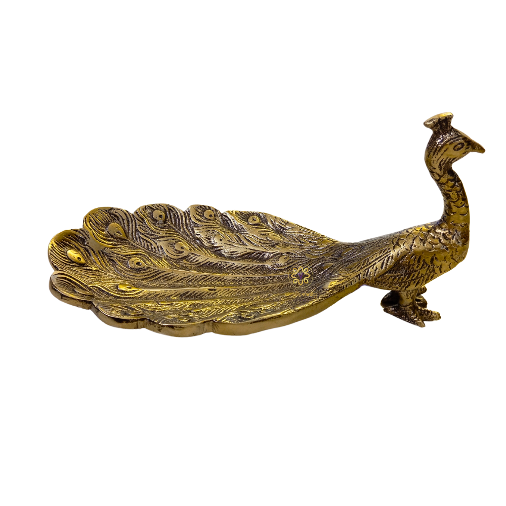 Raj Mor Platter – Antique Finish Metal Peacock Platter – Diwali Gifting | Home Decor | Housewarming Gift | Wedding Gift | Corporate Gifting