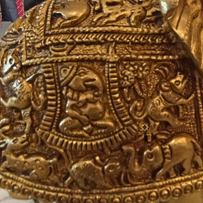 VanyaViraasat Gajraj – Brass Elephant with Intricate Animal Hand Carving – Brass | Diwali Gifting | Home Decor | Housewarming Gift | Corporate Gifting