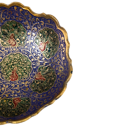 RajNeel Set – Brass Meenakari Ice Cream Bowl Duo in Royal Blue with Peacock Motifs – Brass | Diwali Gifting | Home Decor | Housewarming Gift | Wedding Gift