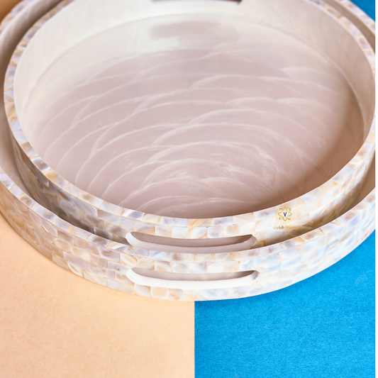 Raj Moti Seva Set - Tray set of 2 – Serving Tray | Dining Table Use | Diwali Gifting | Home Decor | Housewarming Gift | Wedding Gift