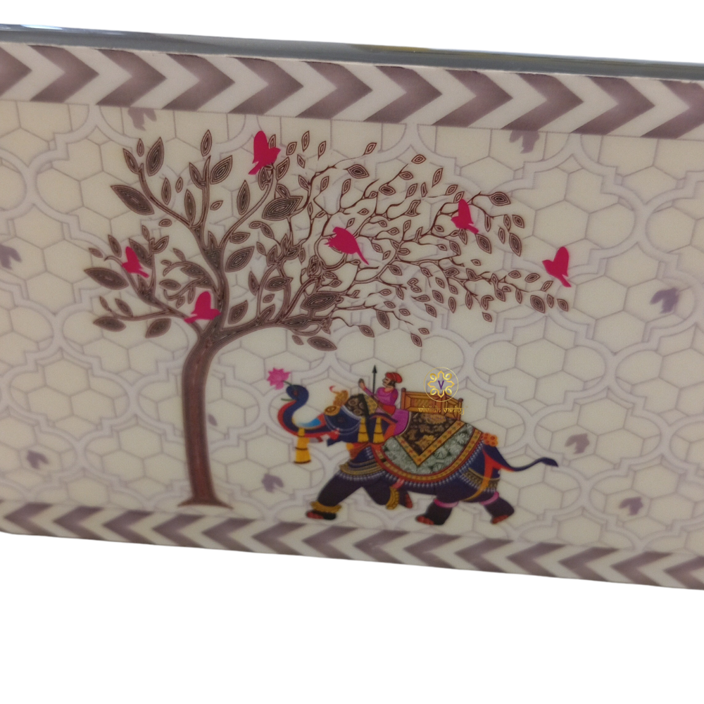 Raj Ivory Organiser – MDF Epoxy Coated Cutlery Stand with Elephant Design – Diwali Gifting | Home Decor | Housewarming Gift | Wedding Gift | Corporate Gifting