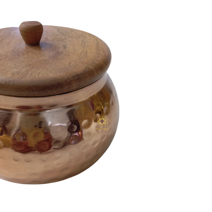 Vedh Copper Set – Wooden Tray with 2 Copper-Coated Metal Jars & Airtight Wooden Lids – Diwali Gifting | Home Decor | Housewarming Gift | Wedding Gift | Corporate Gifting