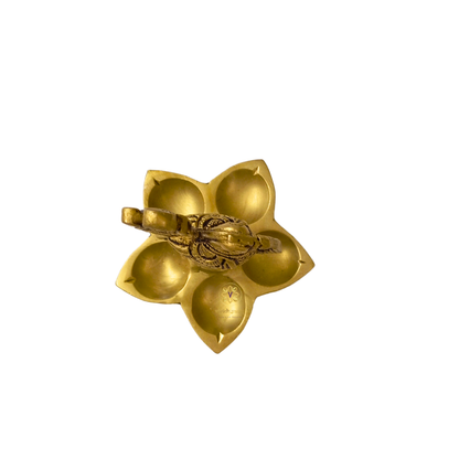 PanchJyoti Mayura – Brass Peacock Diya with 5 Wick Holders – Brass | Pooja Items | Diwali Gifting | Home Decor | Housewarming Gift