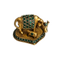 Kamdhenu Saubhagya Green Big – Stonework Finish Brass Cow-Calf Pair on Embellished Base – Brass | Diwali Gifting | Home Decor | Housewarming Gift | Corporate Gifting