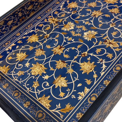 Noor-e-Neel Tray Set – Epoxy Coated MDF Rectangle Tray Set of 3 – Diwali Gifting | Home Decor | Housewarming Gift | Wedding Gift | Corporate Gifting