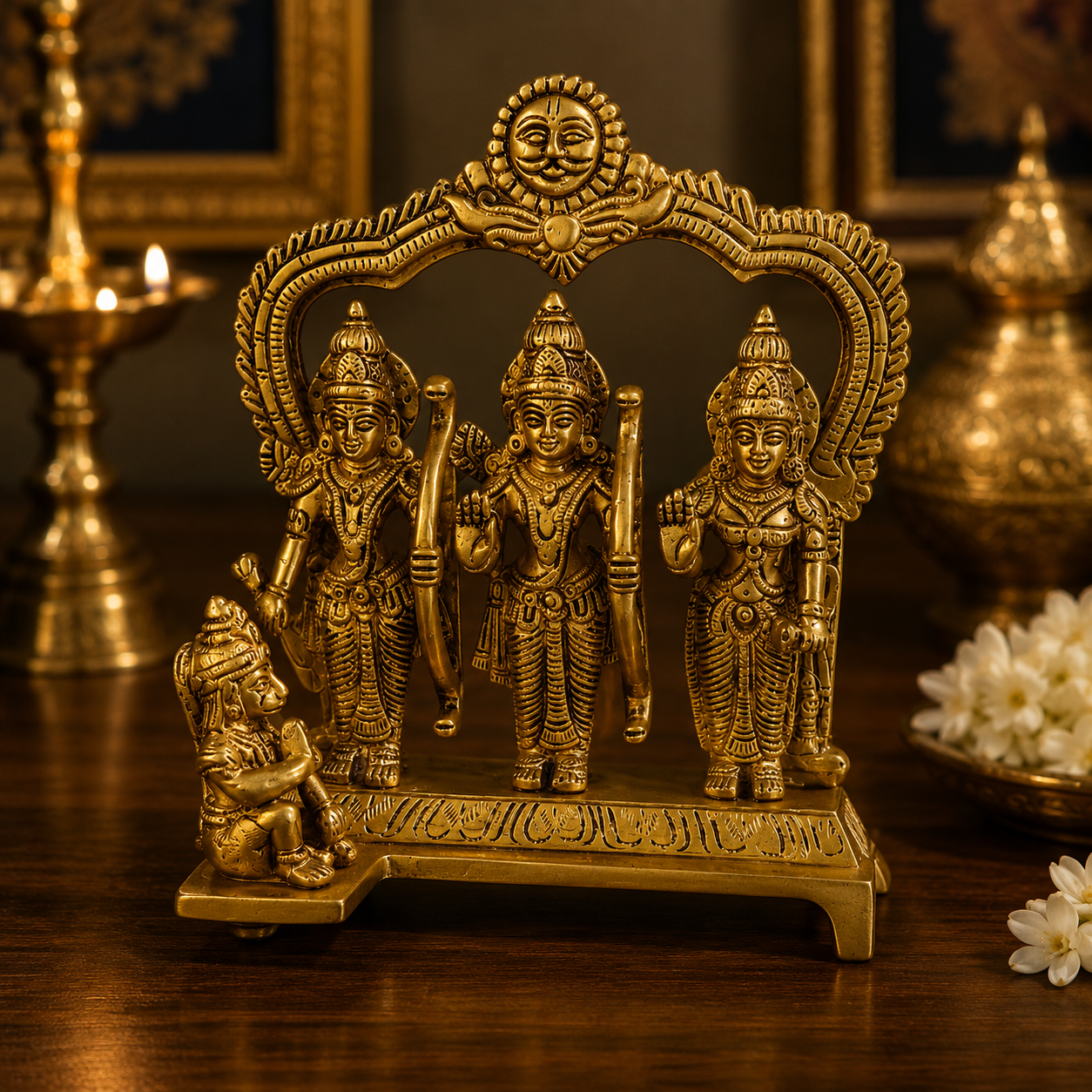 Divya Ram Darbar – Brass Idol of Shri Ram, Sita, Lakshman & Hanuman
