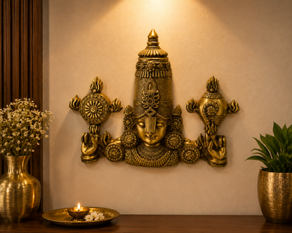 SriVaibhav Balaji – Majestic Pure Brass Tirupati Balaji Idol – Brass | Pooja Items | Diwali Gifting | Home Decor | Housewarming Gift