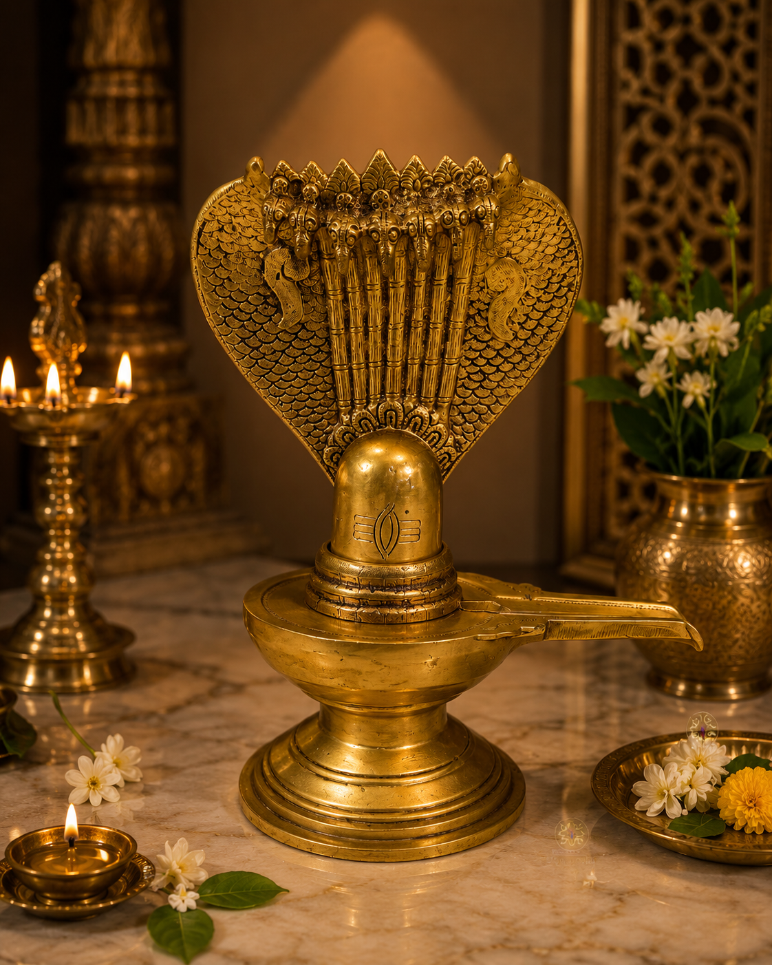 AnantaShiv Lingam – Pure Brass Shivling with Sheshnaag – Brass | Pooja Items | Diwali Gifting | Home Decor | Housewarming Gift