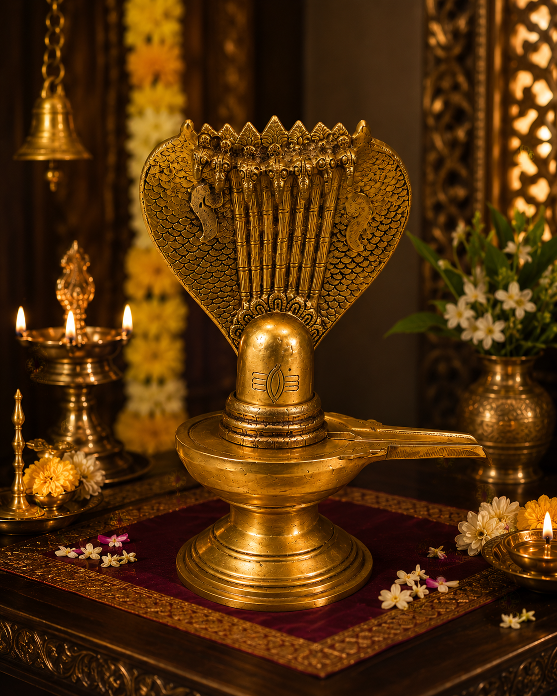 AnantaShiv Lingam – Pure Brass Shivling with Sheshnaag – Brass | Pooja Items | Diwali Gifting | Home Decor | Housewarming Gift