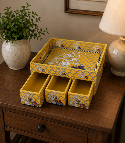 Haathi Hive – MDF Epoxy Coated Table Organiser with Drawers (Multipurpose Use) – Diwali Gifting | Home Decor | Housewarming Gift | Wedding Gift | Corporate Gifting