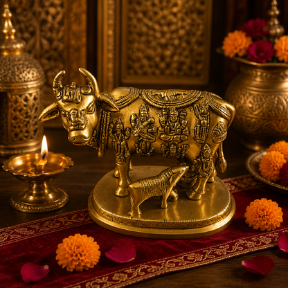 Brahmand Kamdhenu (Medium)  – Symbol of Universal Divinity in Brass Cow Form – Brass | Diwali Gifting | Home Decor | Housewarming Gift | Corporate Gifting