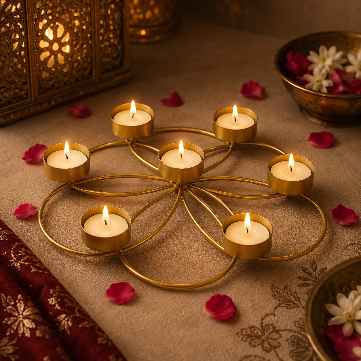 Glow Orbit – Contemporary Candle Holder with Petal Loops – Diwali Gifting | Home Decor | Housewarming Gift | Corporate Gifting