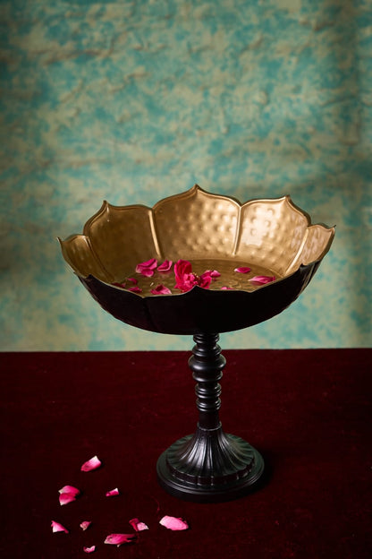 GildPetal Elevé – Gold-Lined Lotus Urli on Pedestal Stand – Diwali Gifting | Home Decor | Housewarming Gift | Corporate Gifting