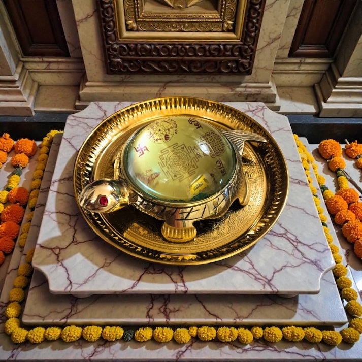 SaptSiddhi Yantra  – Vastu Tortoise with 7 Auspicious Yantras for Fulfilment & Prosperity – Brass | Pooja Decor | Diwali Gifting | Home Decor | Housewarming Gift -  6inches