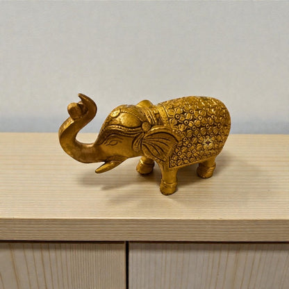 Pushpa Haathi – Pure Brass Elephant with Floral Hand Carving – Brass | Diwali Gifting | Home Decor | Housewarming Gift | Corporate Gifting