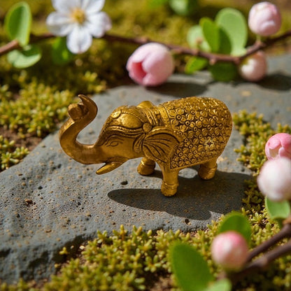 Pushpa Haathi – Pure Brass Elephant with Floral Hand Carving – Brass | Diwali Gifting | Home Decor | Housewarming Gift | Corporate Gifting