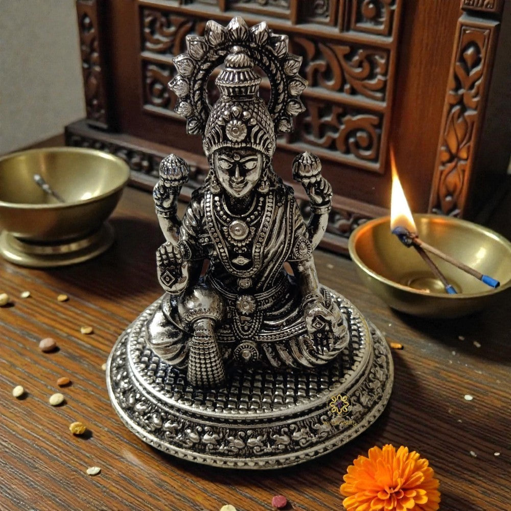 Shubh Sampatti Silver Set – Twin Brass Idols of Wealth & Wisdom – Brass | Pooja Decor | Diwali Gifting | Home Decor | Wedding Gift