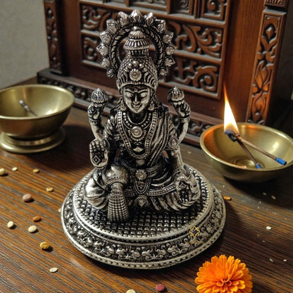 Shubh Sampatti Silver Set – Twin Brass Idols of Wealth & Wisdom – Brass | Pooja Decor | Diwali Gifting | Home Decor | Wedding Gift