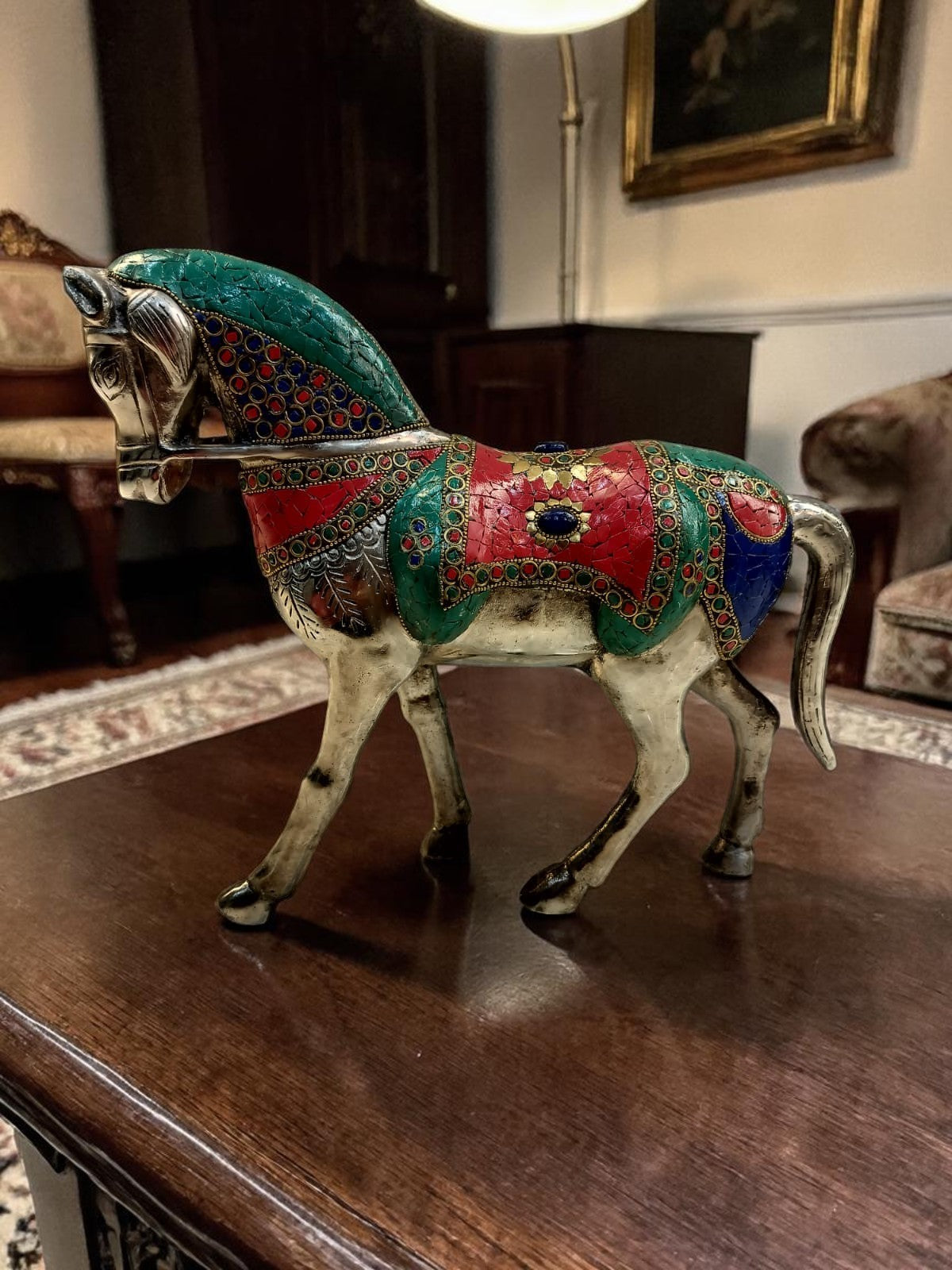Raj Vilas Ghoda – Silver Finish Metal Horse with Handcrafted Stonework – Premium Gifting | Home Decor | Vastu Decor | Feng Shui