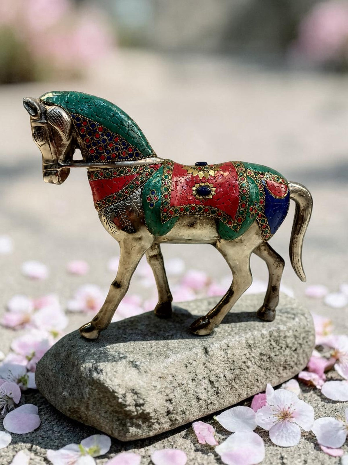 Raj Vilas Ghoda – Silver Finish Metal Horse with Handcrafted Stonework – Premium Gifting | Home Decor | Vastu Decor | Feng Shui