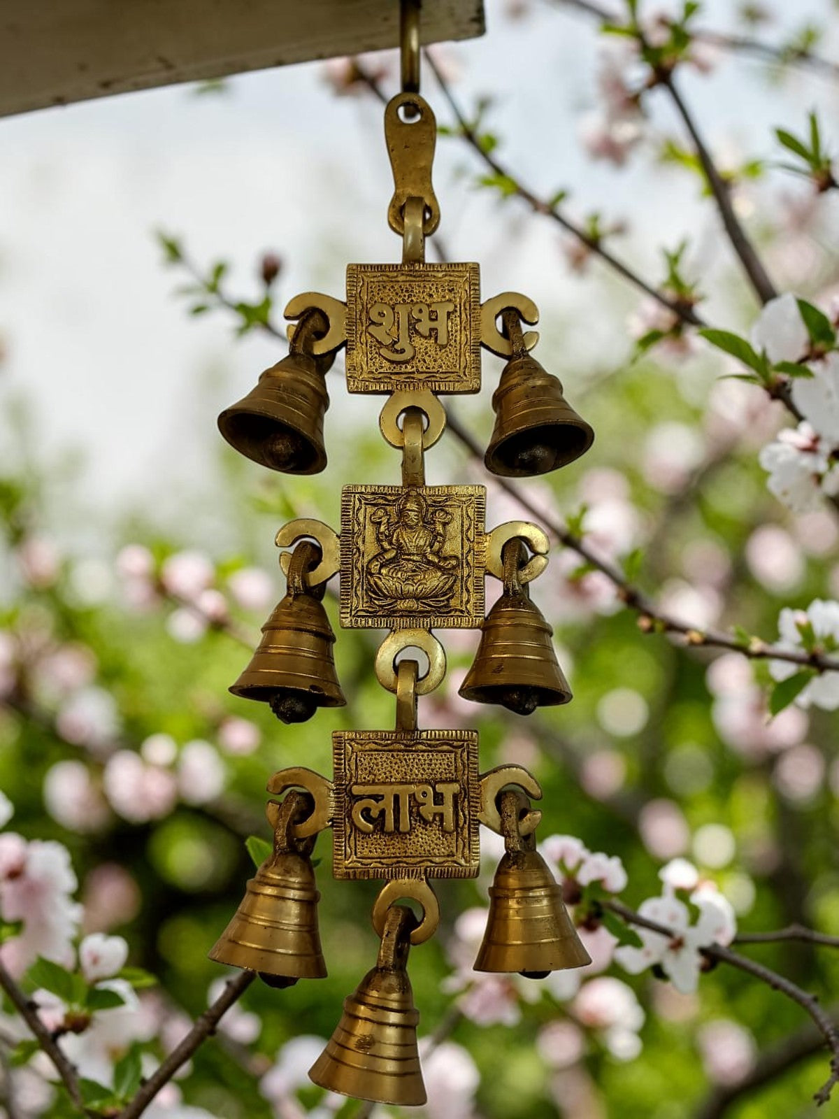 Mangalmay Laxmiji Bells – Brass Shubh Labh Wall Hanging Chime with Bells – Brass | Pooja Decor | Diwali Gifting | Home Decor | Housewarming Gift