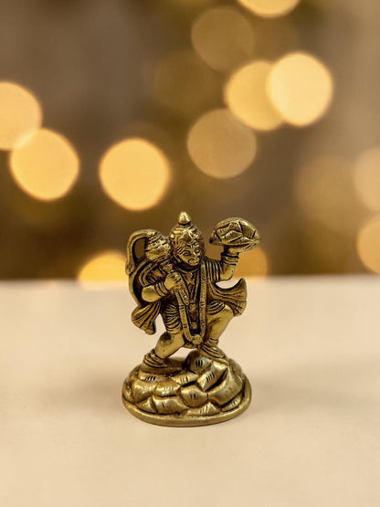 Sanjeevani BajrangBali – Brass Hanuman ji Idol Bearing the Sacred Mountain – Brass | Pooja Decor | Housewarming Gift | Home Decor
